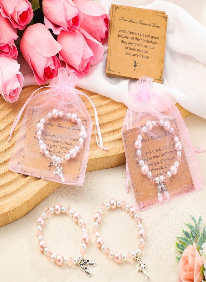 Quelay 16 Set Dance Bracelet Recital Gifts for Women with Greeting Card and Organza Bag Sparkle Pink Ballet Bracelet Charms Ballerina Christmas Jewelry Gift Bulk for Team Ballet Dancers Lover - Image 4